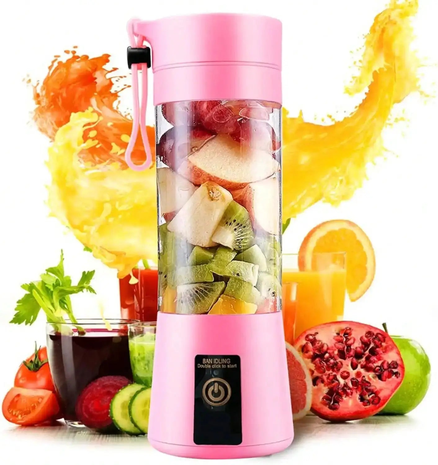 12 Blades Portable USB Charging Juicer, 500ML Mini Personal Blender, Electric Smoothie Juice Maker, Compact Rechargeable Mixer for Shakes, Fruit Vegetable Drinks, Travel Home Office Outdoor Use from PriceLows™