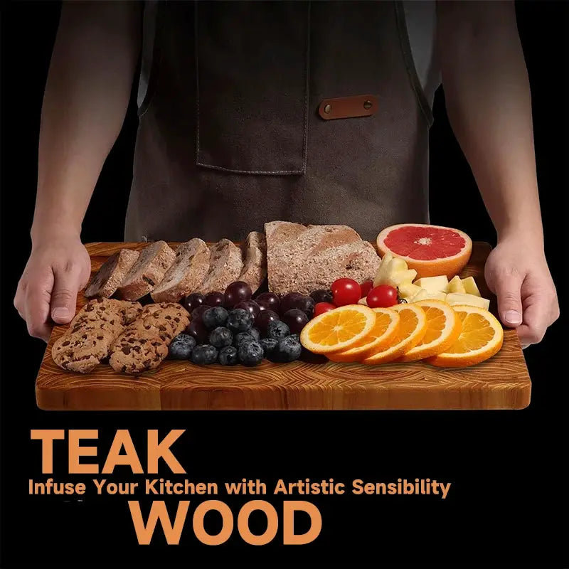 Teak Wood End Grain Cutting Boards for Kitchen, Large Wood Chopping Board with | Wood | Home Use | Home