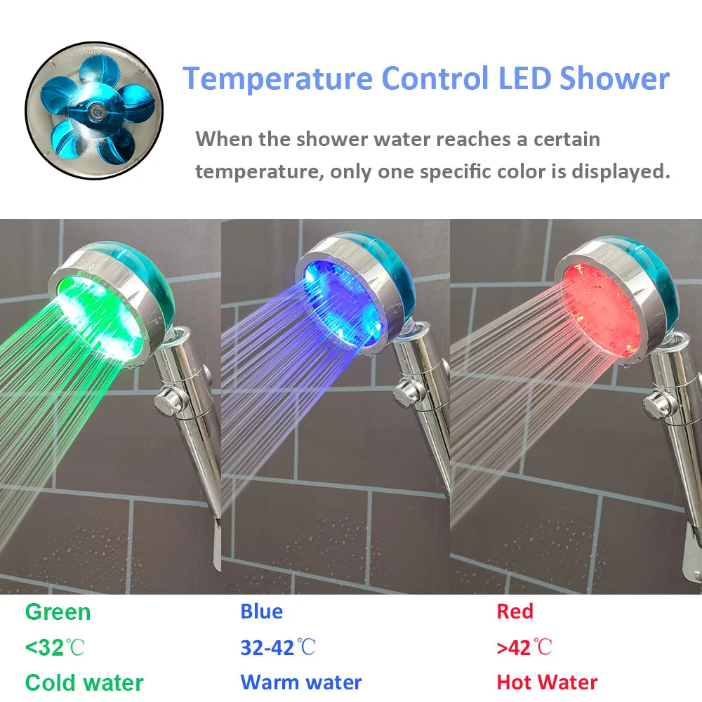 Handheld Shower Head | High Pressure | Digital Temperature Display | Black