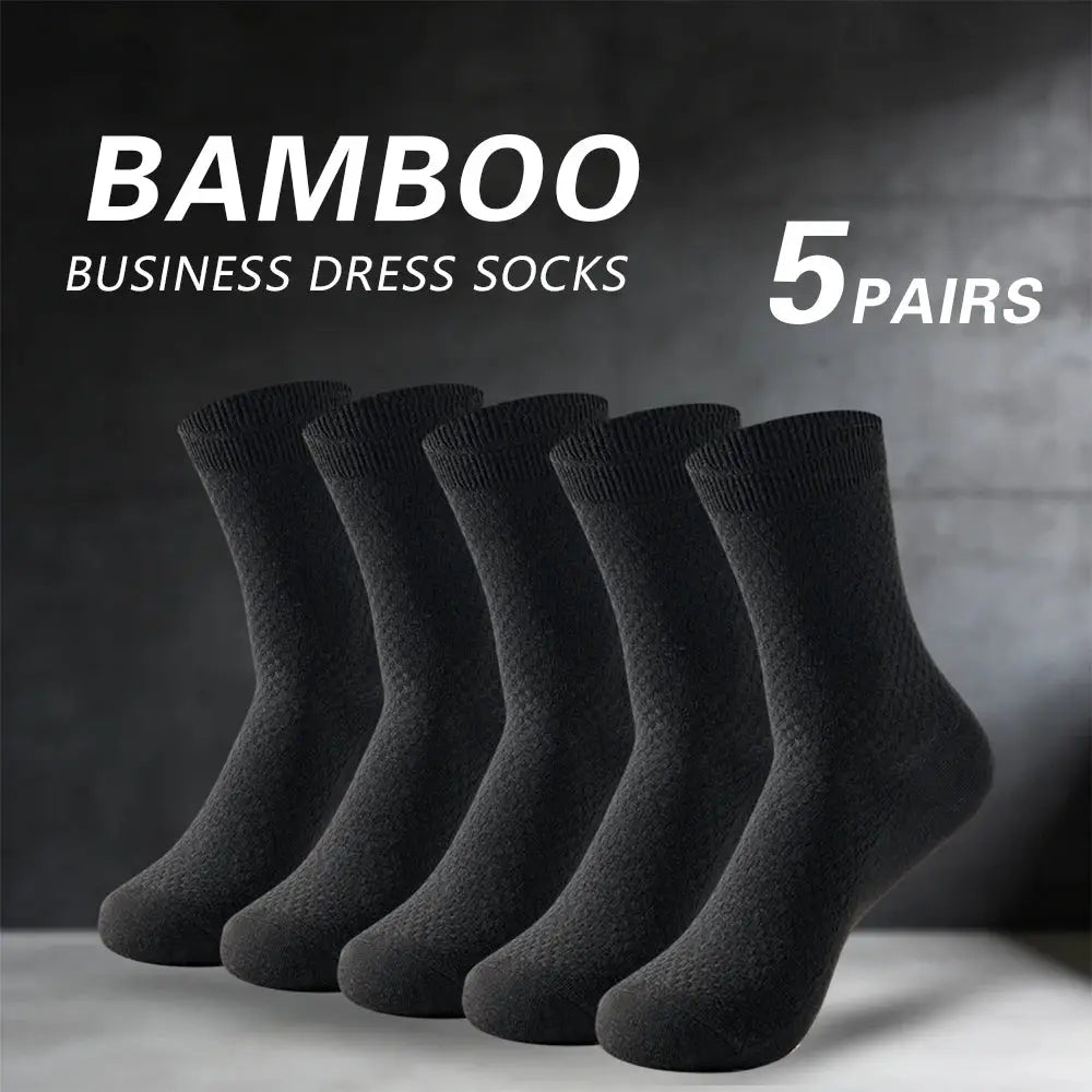 Men's Bamboo Socks | Cotton Blend | Crew | 5 Pairs