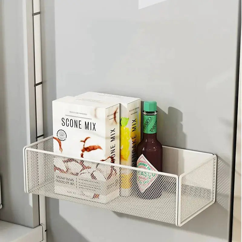 Household Wall Hanging Basket Kitchen Magnetic Attraction Storage Rack Refrigerator Magnetic Shelf Living Room Summary Holder from PriceLows™