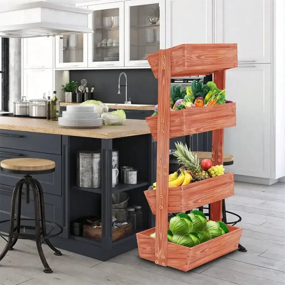 4 Tier Wooden Ladder Garden Bed Stand Extre Large Elevated Planter Fruit Box from PriceLows™