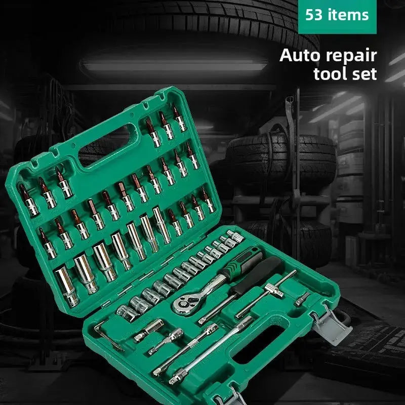 53-piece 24-tooth Auto Repair Tool Kit, Maintenance and Repair Hardware Tool Set, Household Hardware Repair Kit Combination from PriceLows™
