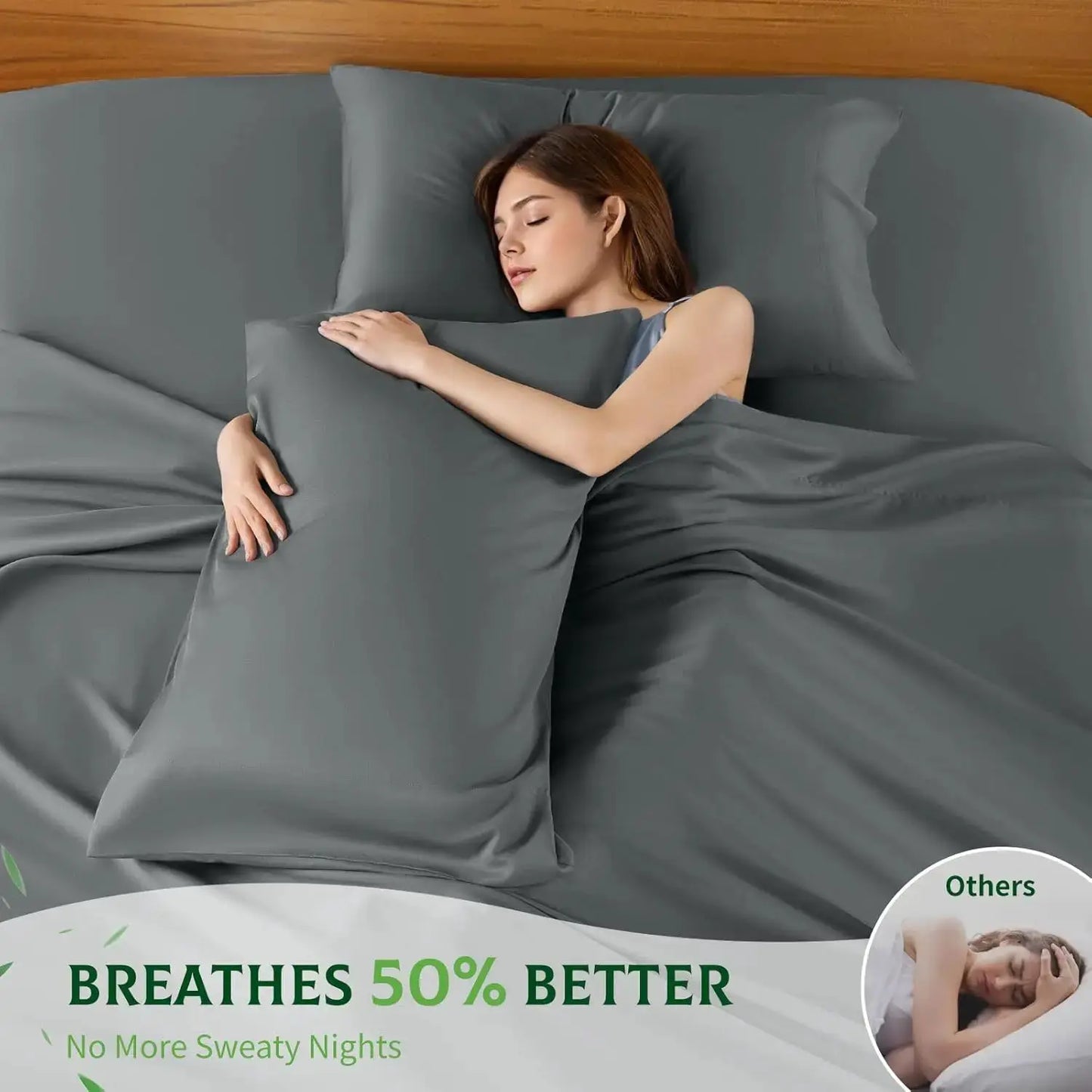 Bamboo Sheets for Hot Sleepers, Extra Deep Pocket up to 24", Ultra Soft Cooling Bed Sheets with Silky Smooth Feel, Queen Size from PriceLows™
