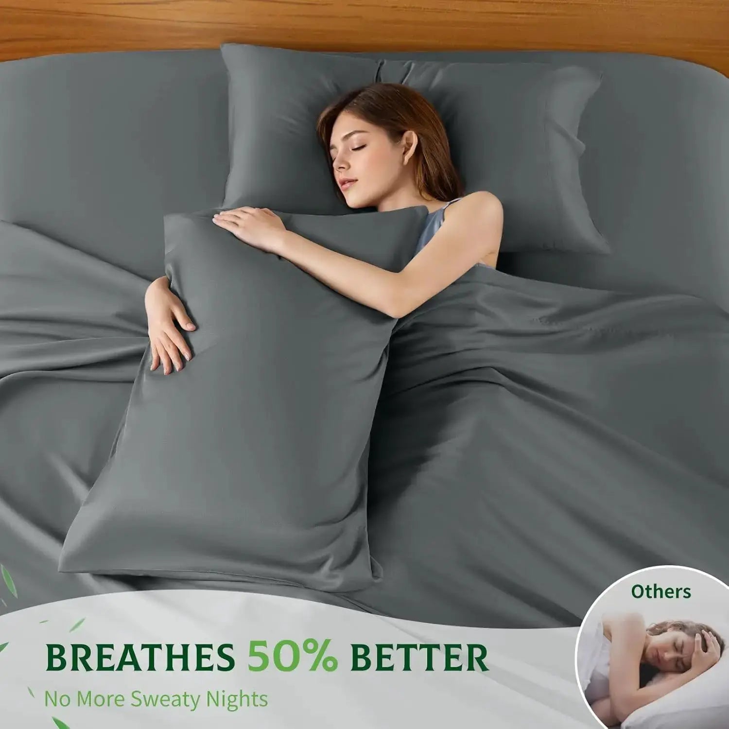 Bamboo Sheets for Hot Sleepers, Extra Deep Pocket up to 24", Ultra Soft Cooling Bed Sheets with Silky Smooth Feel, Queen Size from PriceLows™
