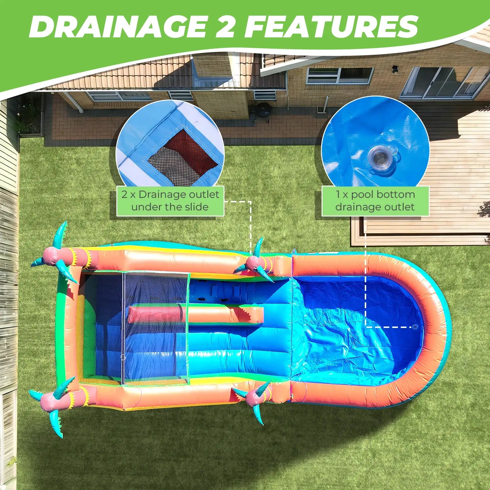 21ft Giant Commercial 100% PVC Inflatable Water Slide Bounce House Pool With 950W Blower commercial Children's playground water slide from PriceLows™