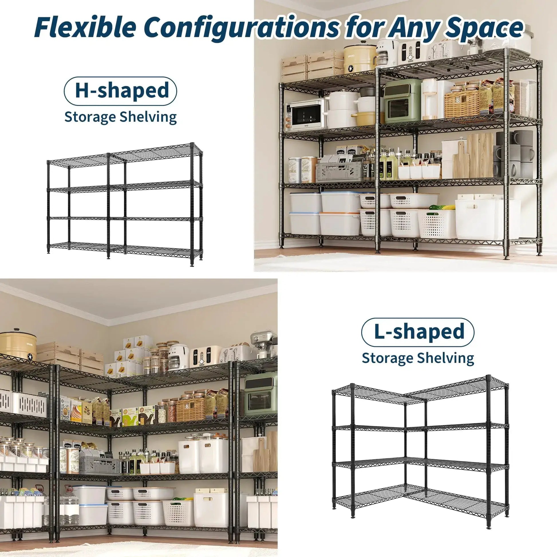 4-Tier Heavy Duty Metal Shelving Unit, Adjustable Height & Feet, Sturdy Thickened Construction, High Weight Capacity, Easy to Assemble for Garage, Pantry, Basement, Kitchen, 13.8" D x 59" W x 59.5" H from PriceLows™