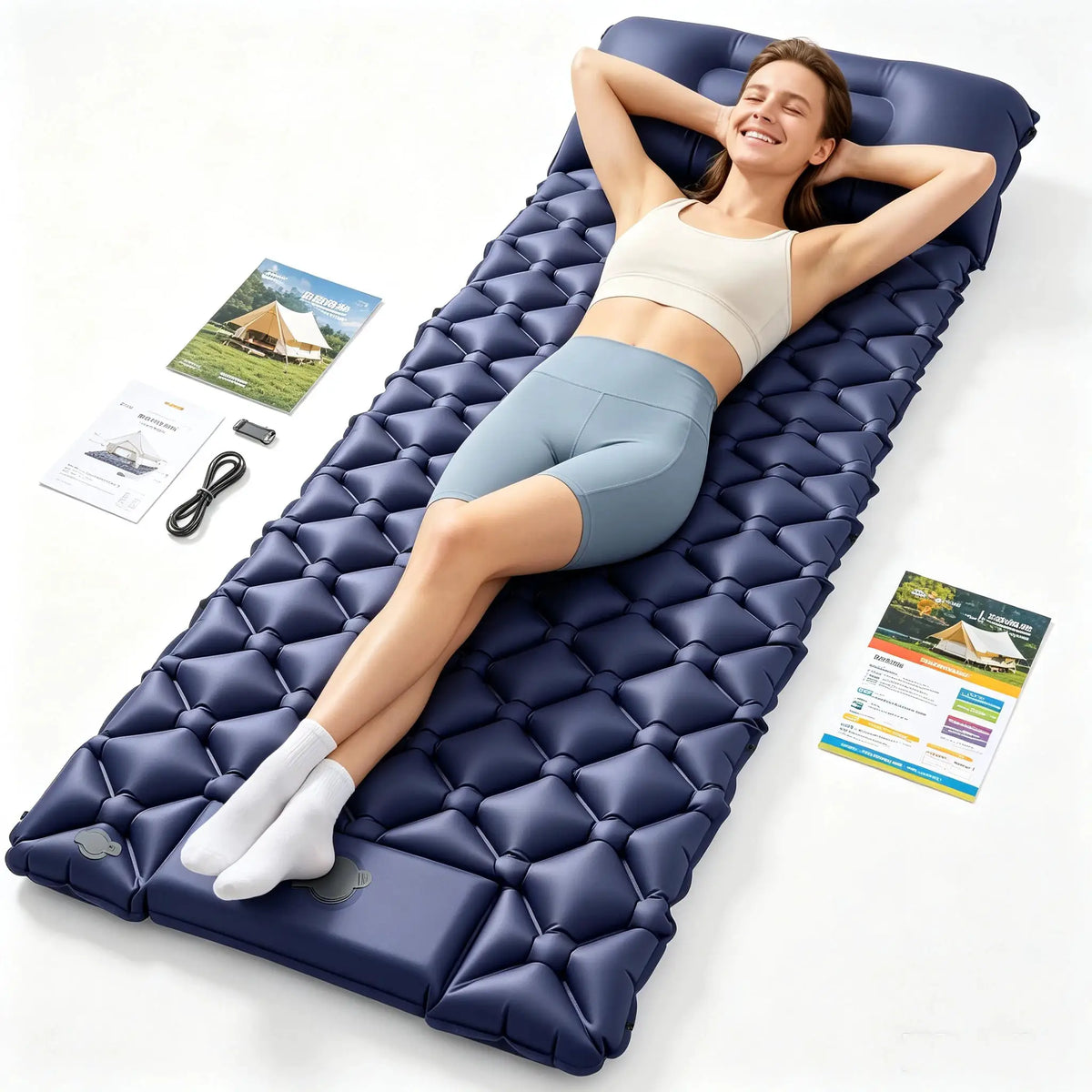 Camping Sleeping Pad | Self Inflating | Built In Foot Pump