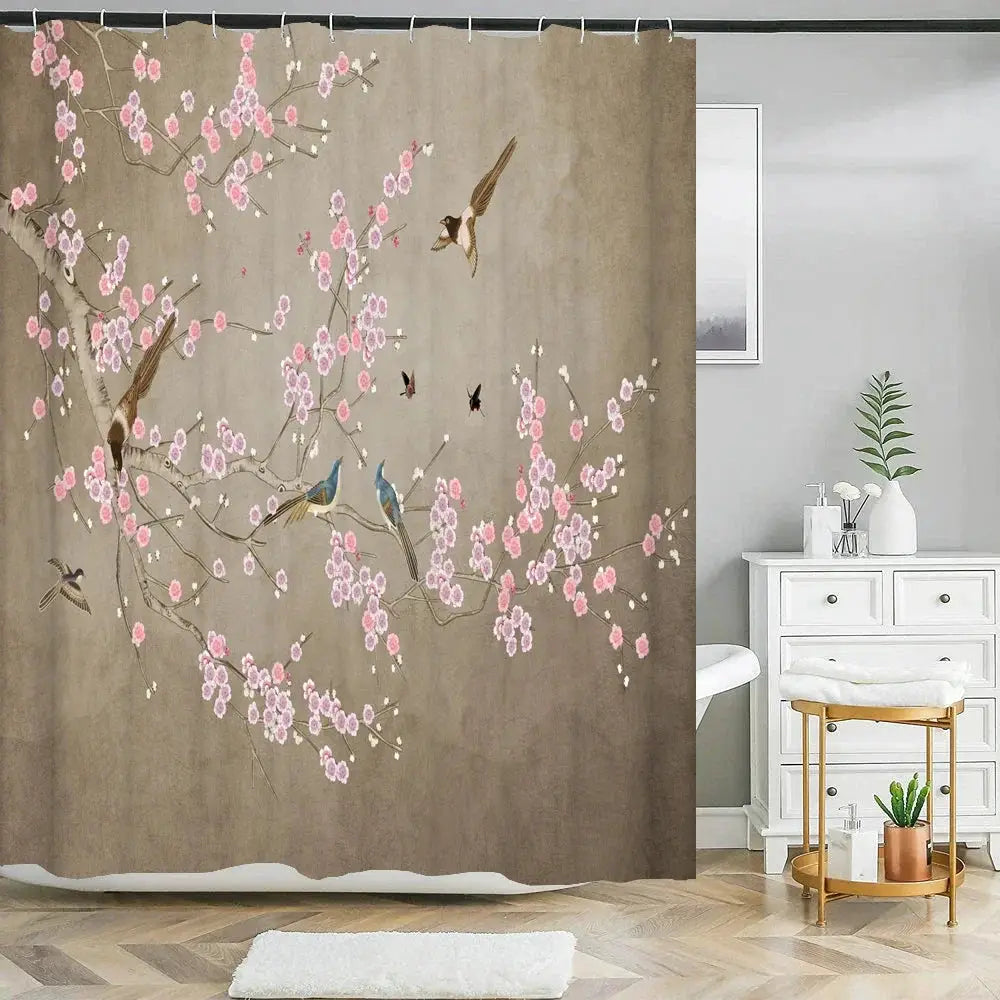 Chinese Style Flower and Birds Tree Shower Curtains Bath Curtain Waterproof Bathroom Decor With Hooks 3d Printing Bath Curtain from PriceLows™