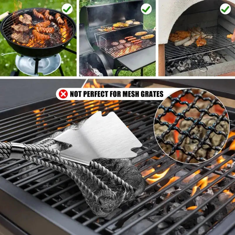 BBQ Grill Brush | Bristle Free Stainless Steel | Outdoor Cleaning | 1 Pack