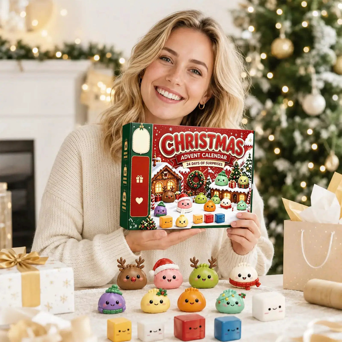 Christmas Squishies Advent | 24 Day Countdown | Soft Plastic Minis | Gift Set