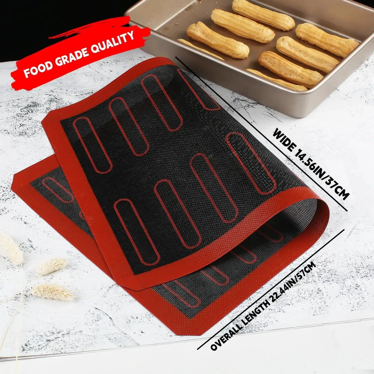 Silicone Baking Mat | Perforated Nonstick Surface | Eclair Macaron Pastry Mold
