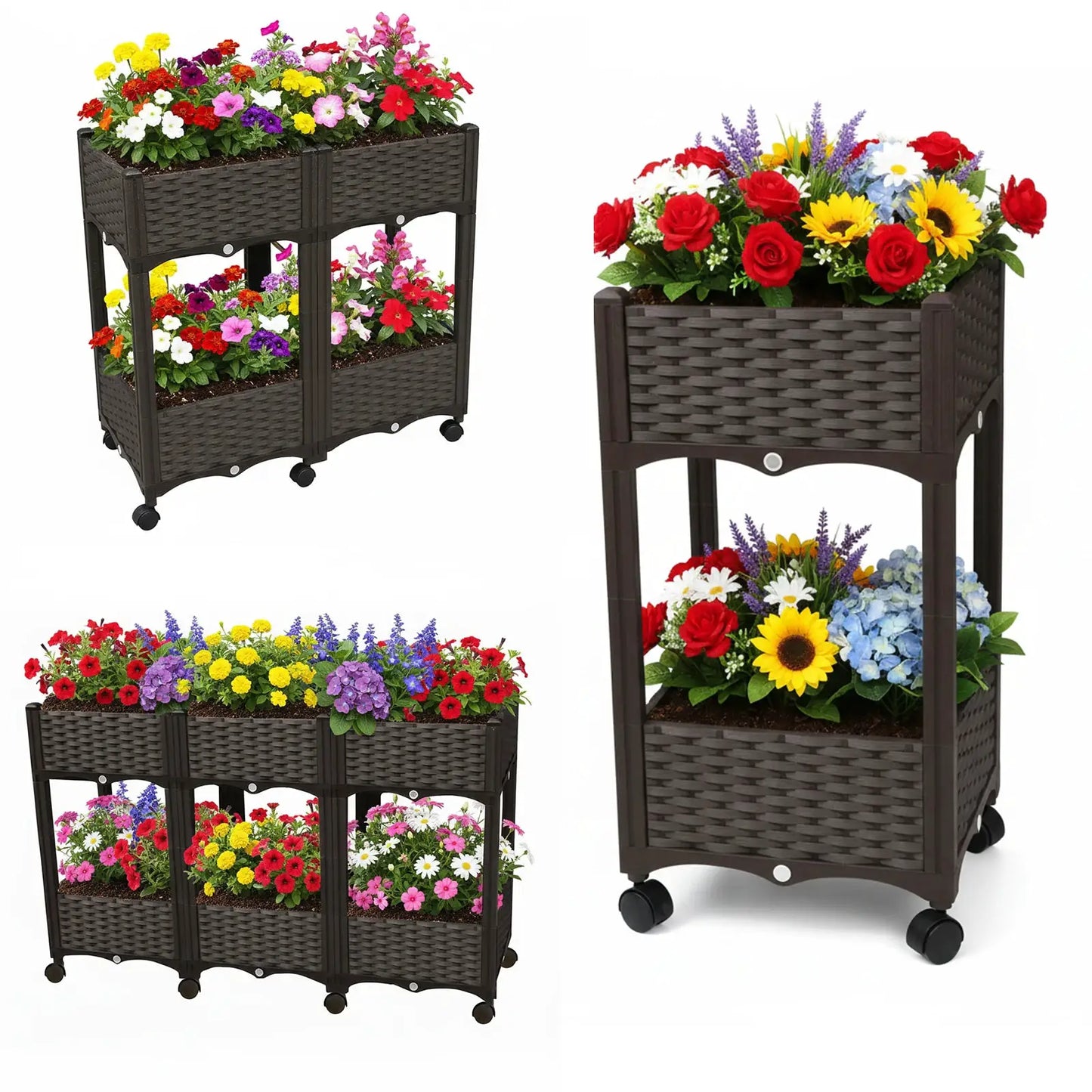 Raised Beds with Wheels Standing Planter Beds for Outdoor Plants Tomato Flower Vegetable from PriceLows™