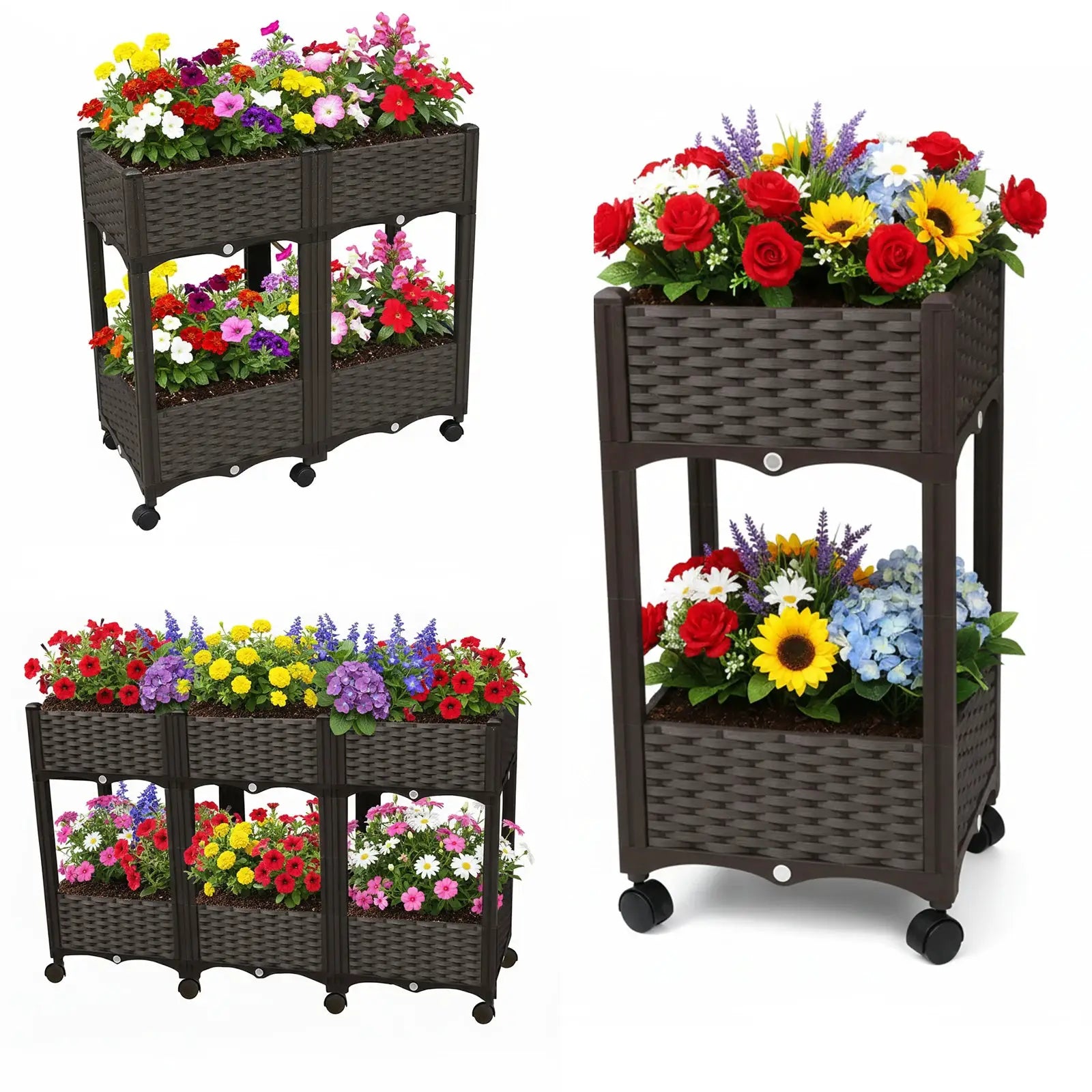 Raised Beds with Wheels Standing Planter Beds for Outdoor Plants Tomato Flower Vegetable from PriceLows™