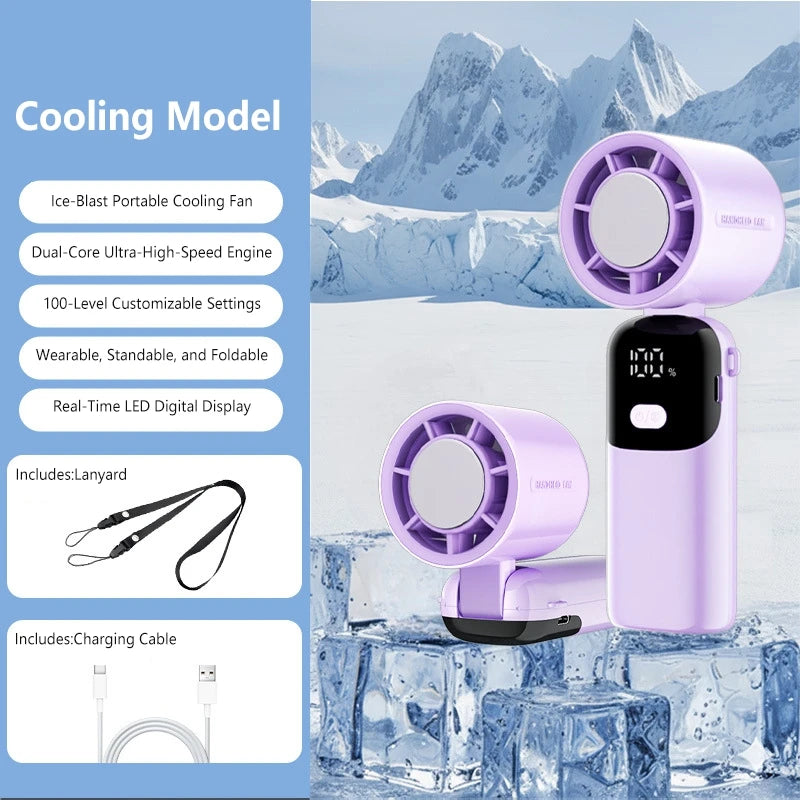 Lenovo Portable Fan | 100 Speed Levels | Foldable Design | One Size