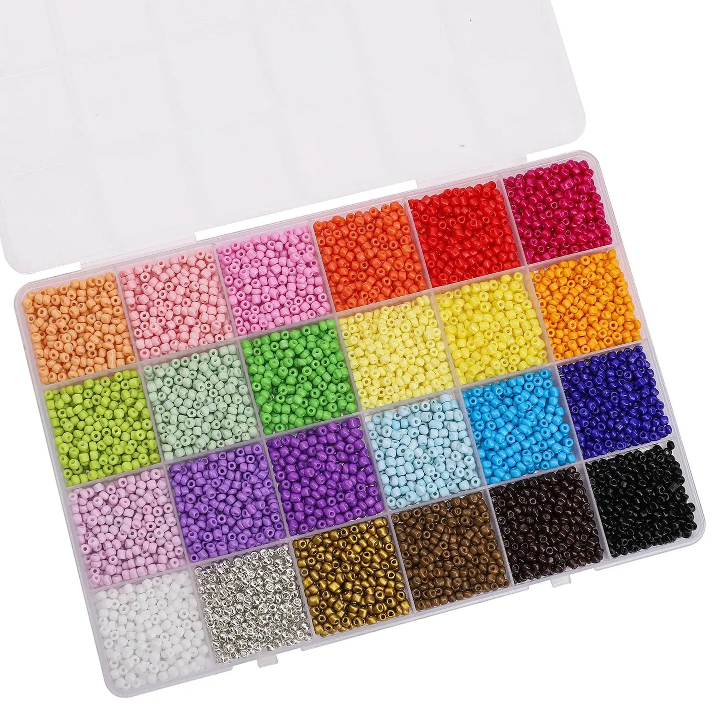 Glass Seed Beads Kit | 5200 Pc | 3mm Round | 24 Grid Box