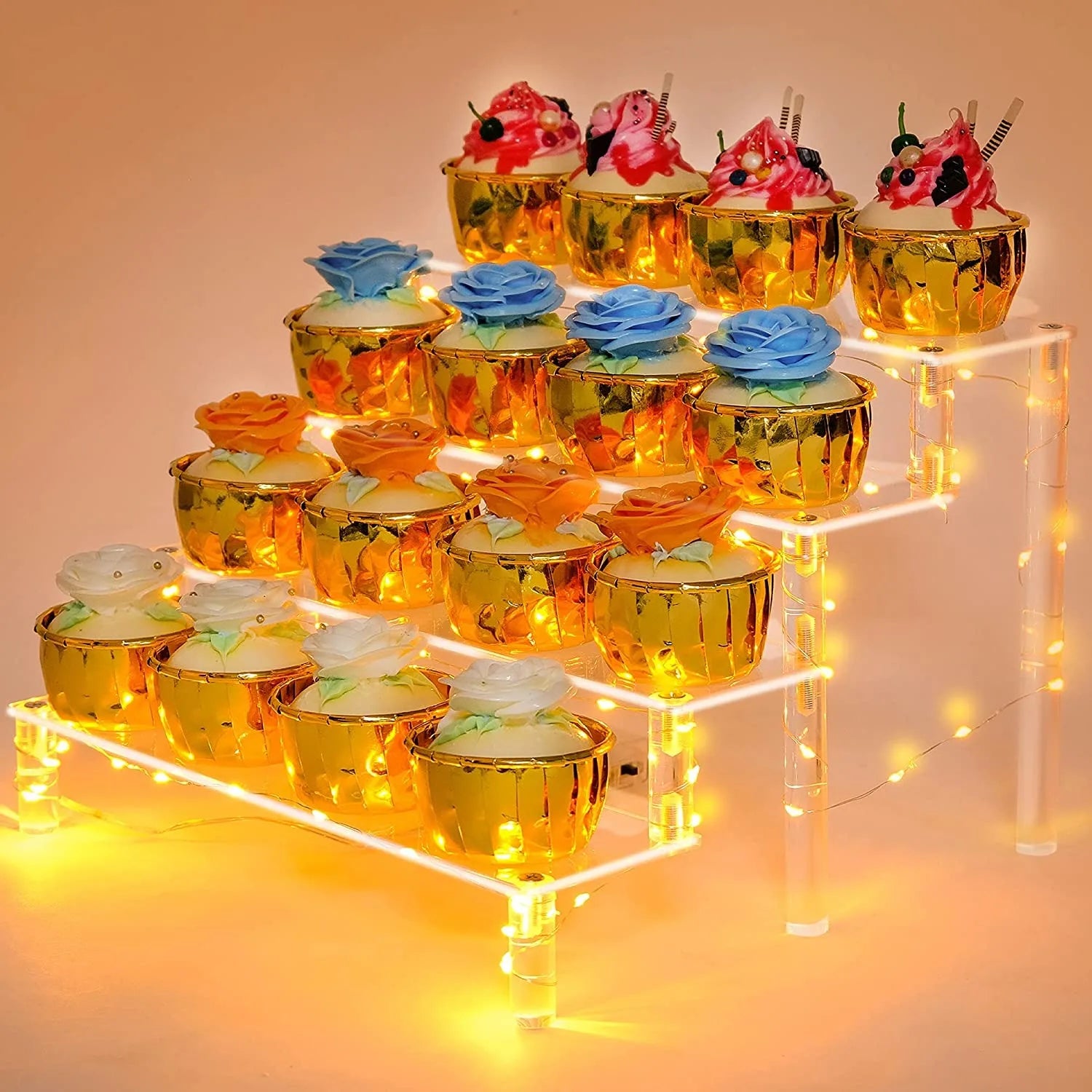 1-5 Tier Acrylic Display Stand Clear Display Riser Rack for Cupcake Perfume Doll Décor Organizer Amiibo Funko POP Figures DC05 from PriceLows™