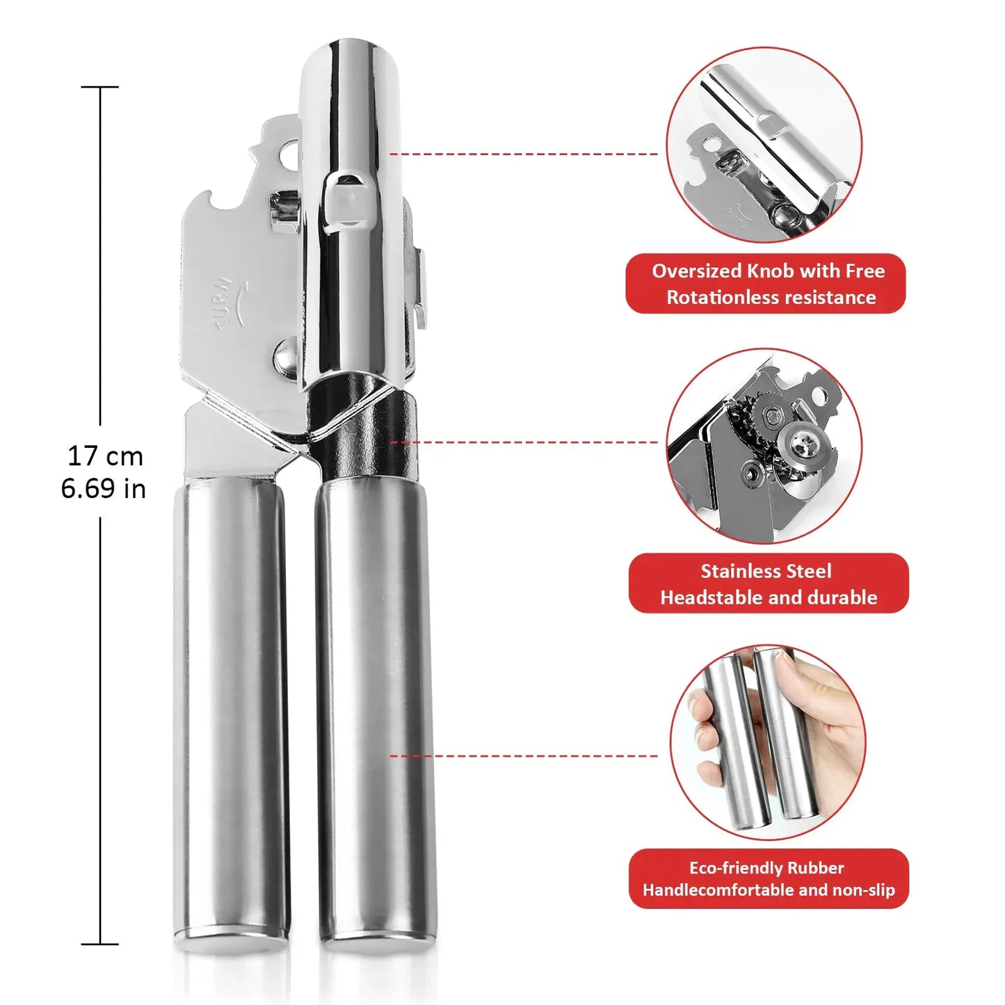 KOOMADE Stainless Steel Can Opener Safety Kitchen Tools Easy Grip Side Cut Manual Opener for Cans' Lid Kitchen Gadgets from PriceLows™