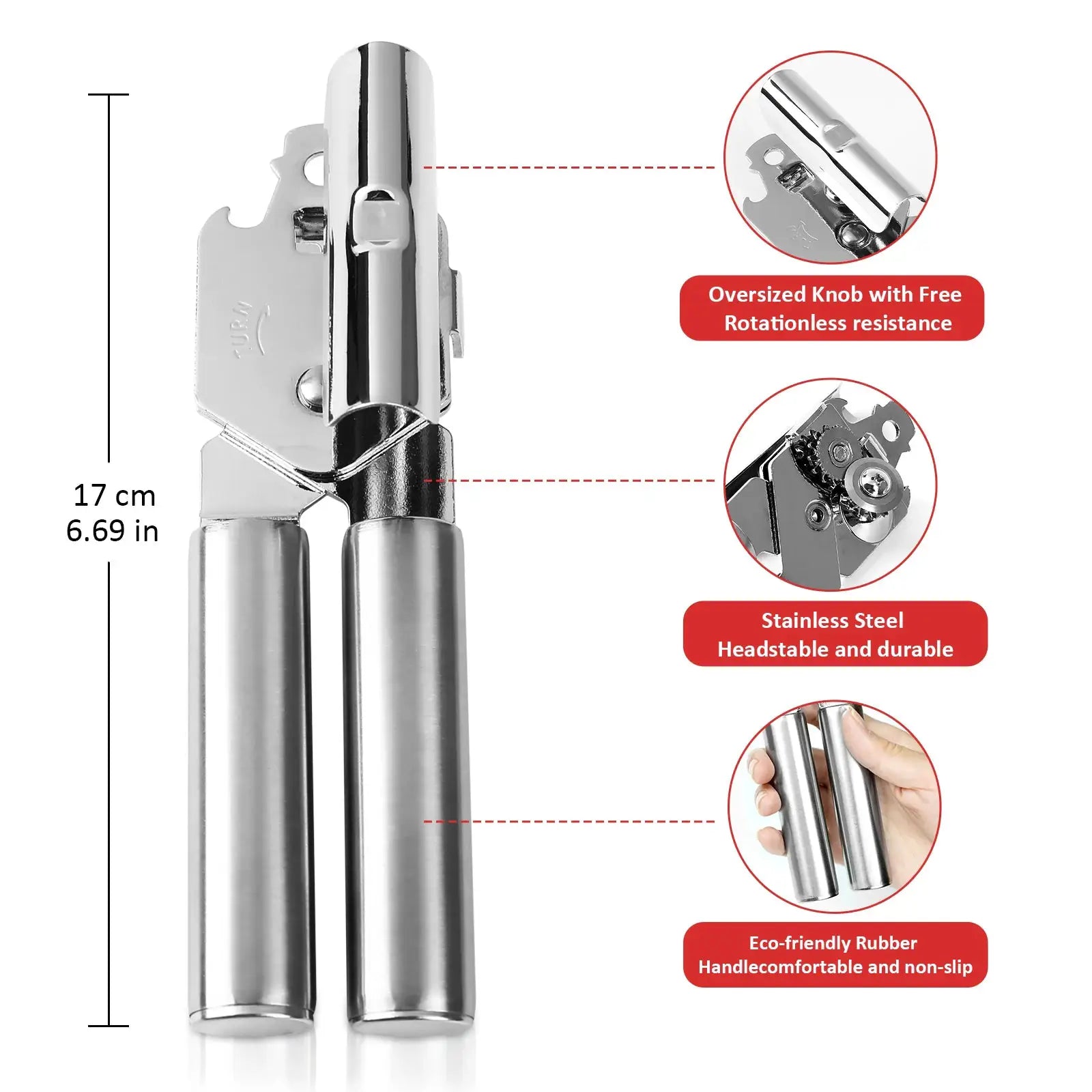 KOOMADE Stainless Steel Can Opener Safety Kitchen Tools Easy Grip Side Cut Manual Opener for Cans' Lid Kitchen Gadgets from PriceLows™