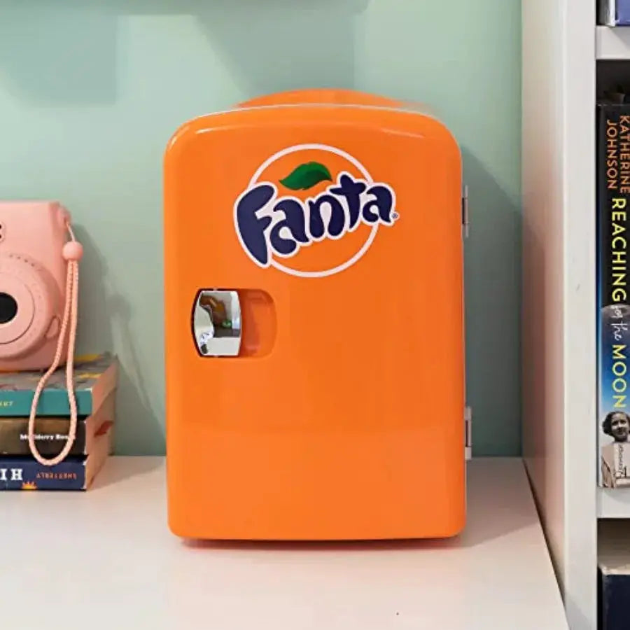 Fanta Mini Fridge - 6 Can Refrigerator for Bedroom Office, Portable Table Top Beverage Cooler, 12V 110V Refrigerador For Drinks from PriceLows™