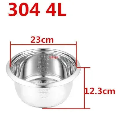 Rice Cooker Inner Pot | 304 Stainless Steel | Nonstick | Universal Fit