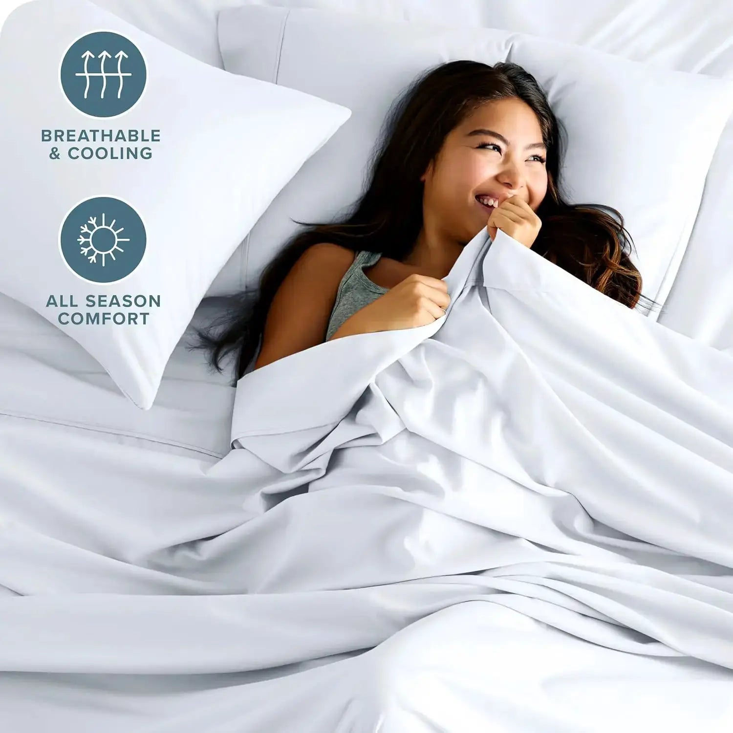 Queen Sheet Set - Ultra-Soft Microfiber Bed Sheets with Deep Pockets, 4 Piece Set for Bedroom (White) from PriceLows™