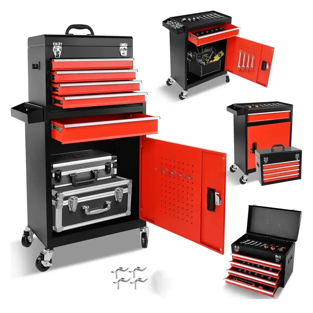 FHKEJI 2-in-1 Metal Tool Chest Movable Tool Cart with Lockable 5-Drawers and Wheels for Garage Workshop Rolling Tool Cabinet from PriceLows™