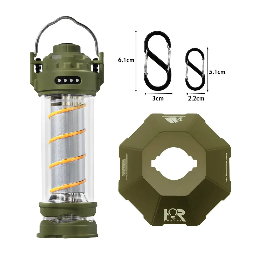 LED Camping Lantern | 5 Lighting Modes | USB Rechargeable | Black Khaki Green