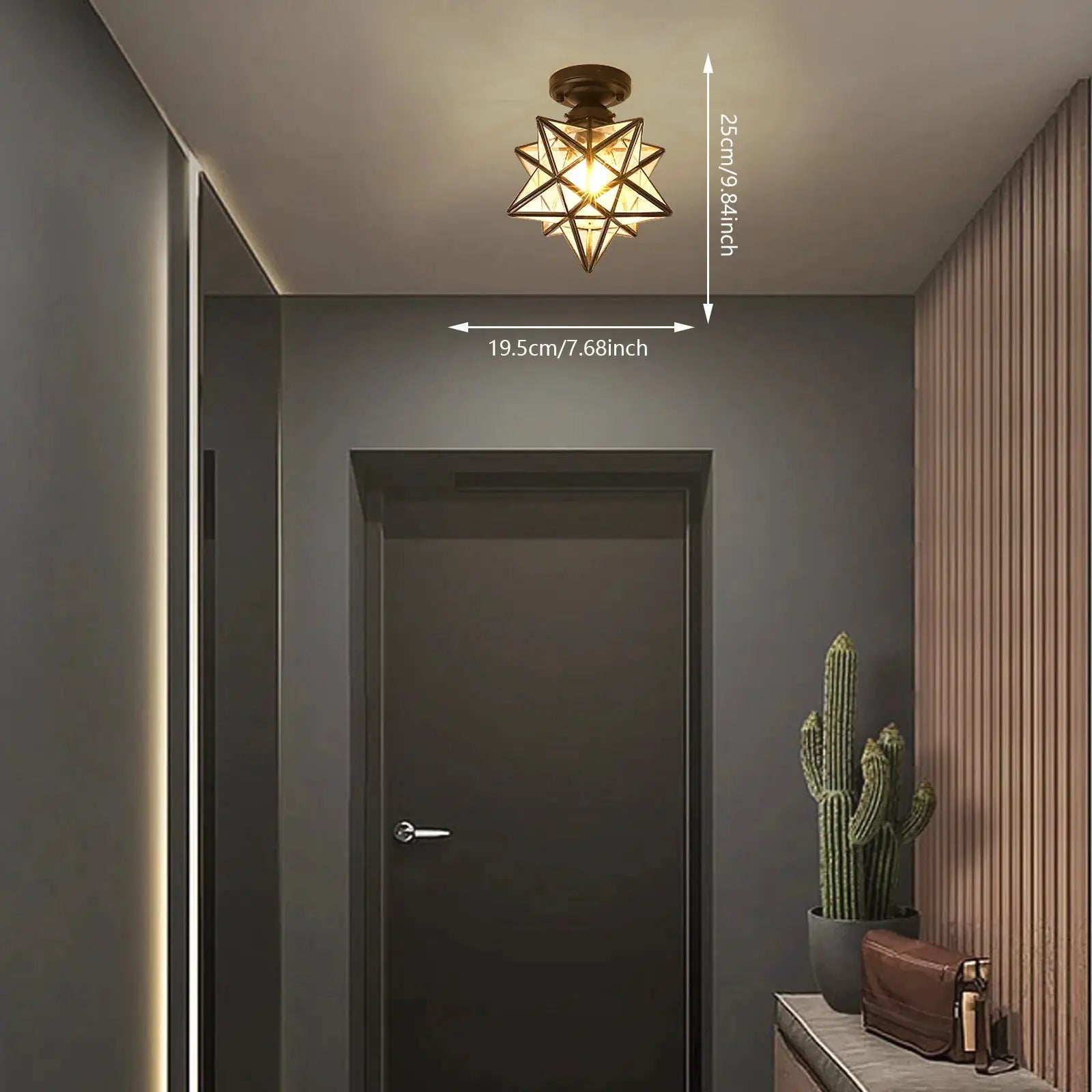US Standard Moravian Star Ceiling Lamp, High-Clarity Glass Polished Surface, 5-10㎡ Coverage Romantic Lighting for Home/Hotel from PriceLows™