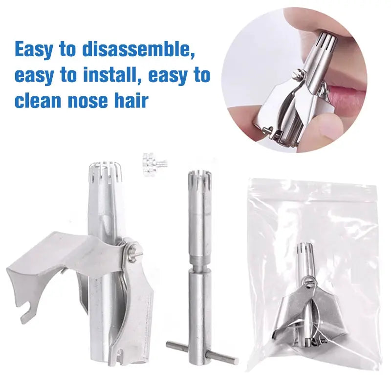 Nose Hair Trimmer Cleaner For Men Women Stainless Steel Manual Mechanical Shaving Razor Washable Hair Removal Tools Detachable from PriceLows™