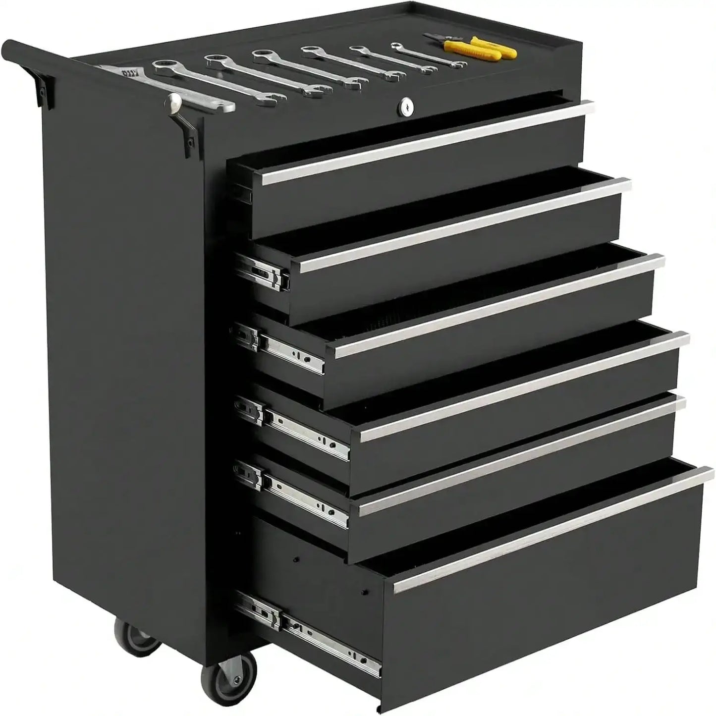 Tool Box, 6-Drawer Rolling Tool Chest Locking System, Lockable Wheels & Sliding Drawers, 24 Inch Heavy-Duty Tool Storage Cabinet For Garage Workshop Warehouse Repair Shop Rolling Tool Chest, 6 Drawers Tool Storage Cabinet, To from PriceLows™