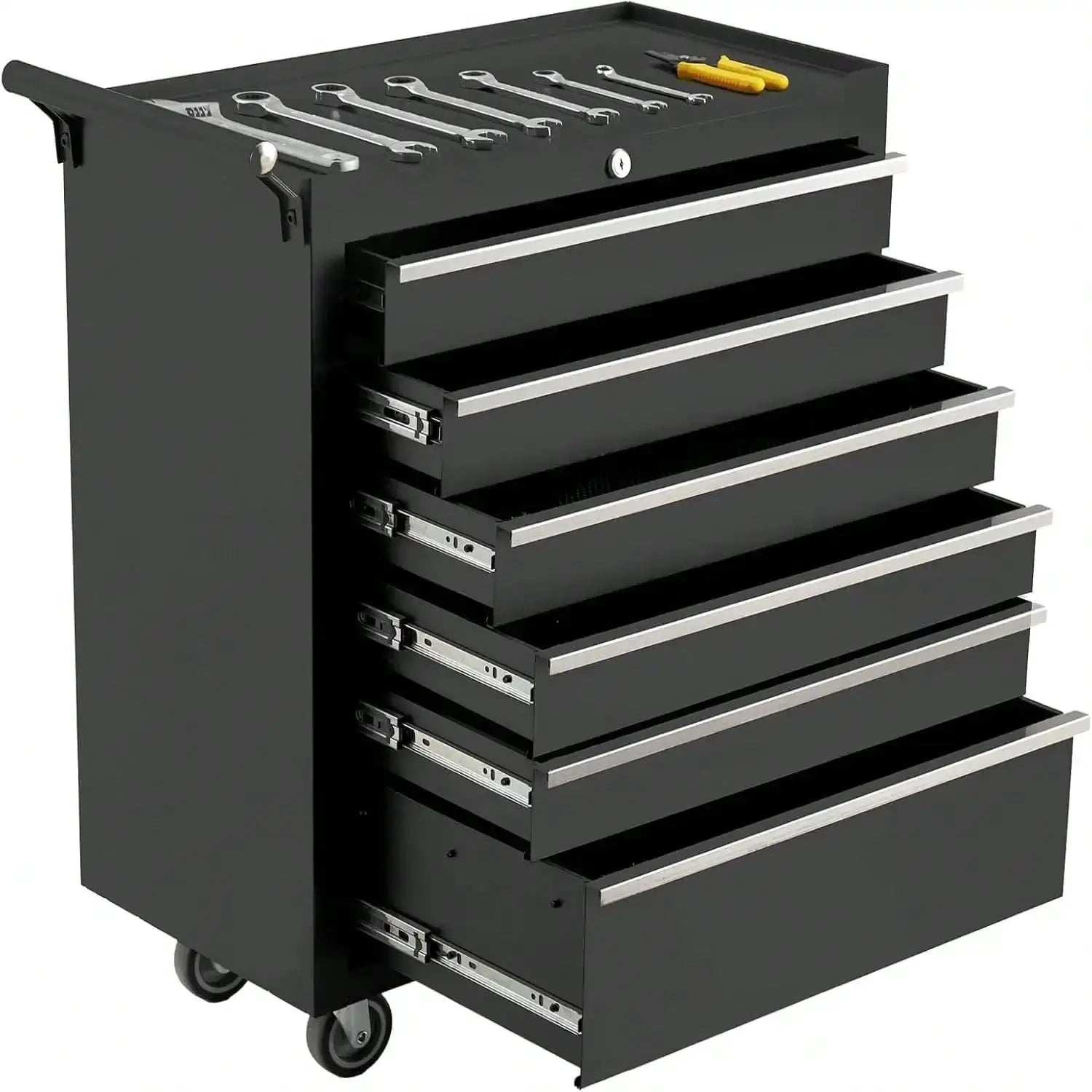 Tool Box, 6-Drawer Rolling Tool Chest Locking System, Lockable Wheels & Sliding Drawers, 24 Inch Heavy-Duty Tool Storage Cabinet For Garage Workshop Warehouse Repair Shop Rolling Tool Chest, 6 Drawers Tool Storage Cabinet, To from PriceLows™
