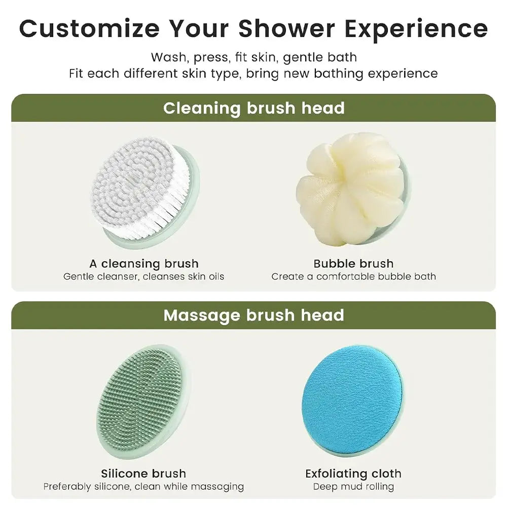 Electric Silicone Bath Brush | 4In1 Back Scrubber | Long Handle