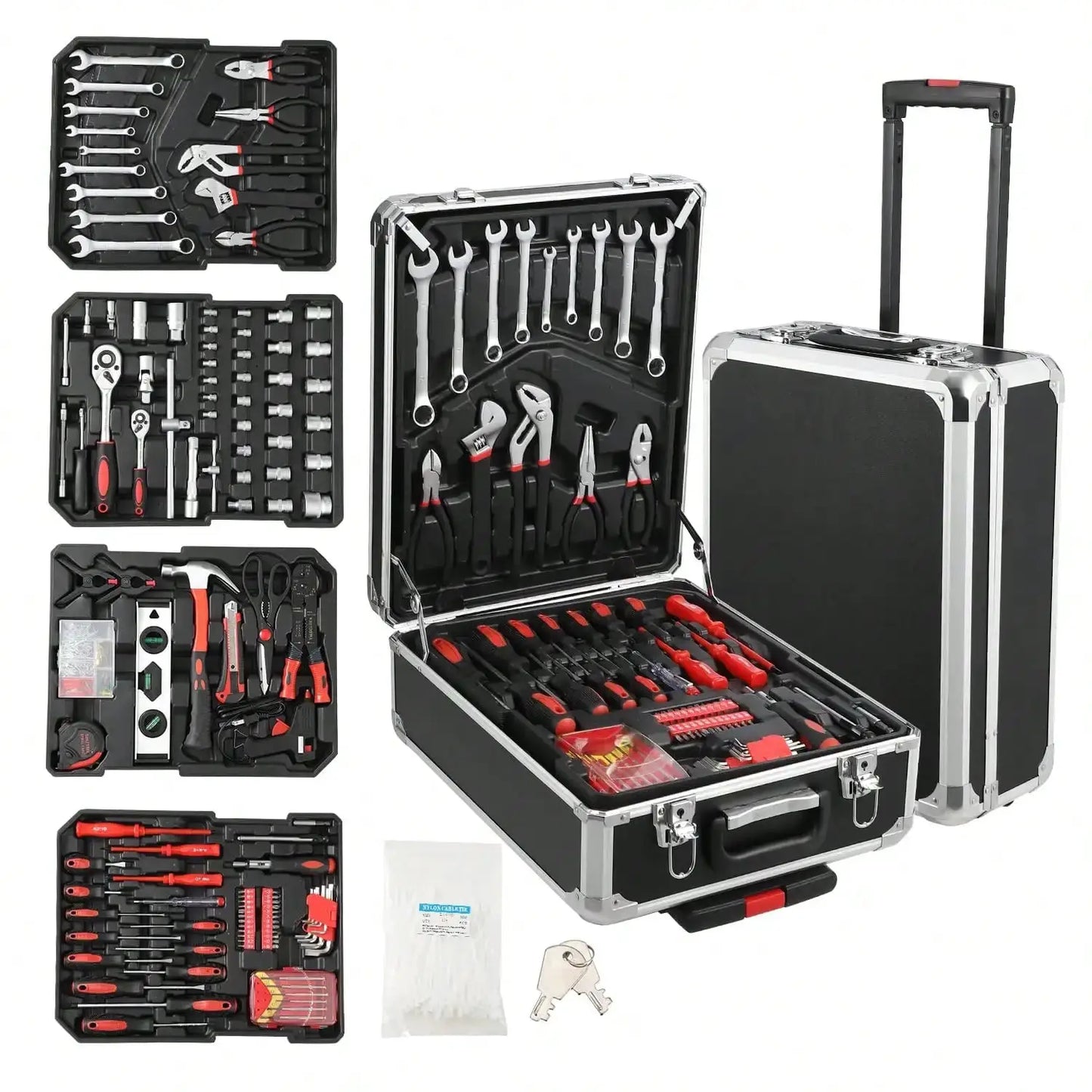 800 Piece Tool Sets For Men, Tool Box With Tools, Tool Kit With Rolling Tool Box, Complete Tool Box Set, Household Tool Set, Aluminum Trolley Case Tool Sets, Gift On Father's Day from PriceLows™