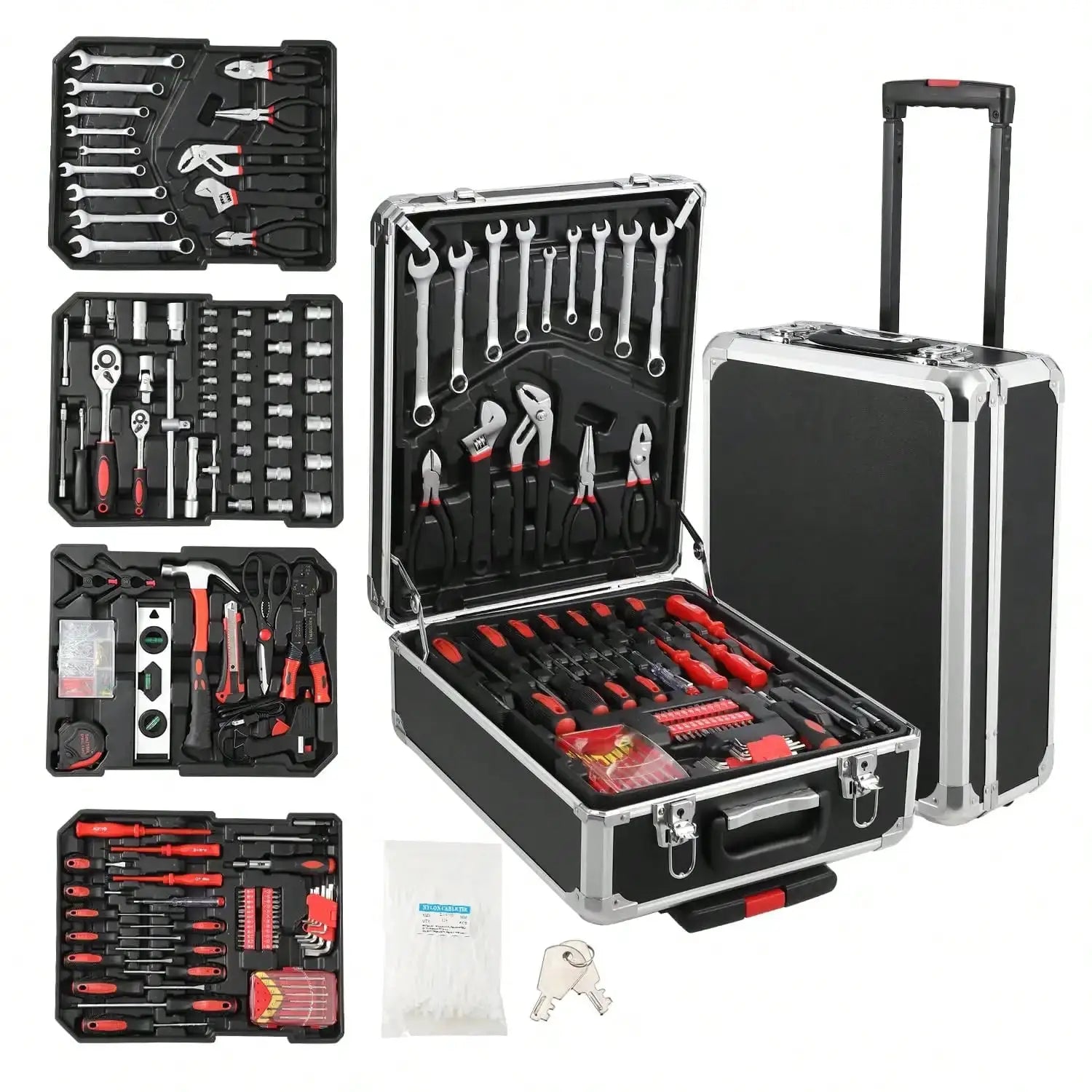 800 Piece Tool Sets For Men, Tool Box With Tools, Tool Kit With Rolling Tool Box, Complete Tool Box Set, Household Tool Set, Aluminum Trolley Case Tool Sets, Gift On Father's Day from PriceLows™