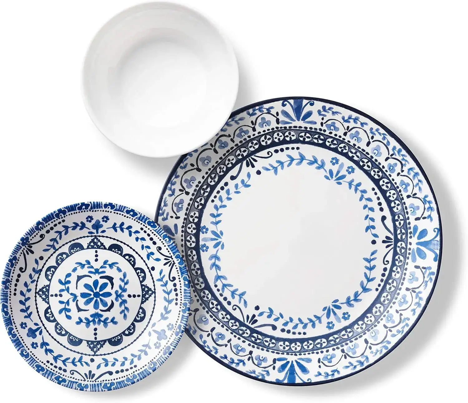 18-Piece Dinnerware Set for 6, Triple Layer Glass, Chip Resistant, Lightweight Round Plates and Bowls, Portofino from PriceLows™
