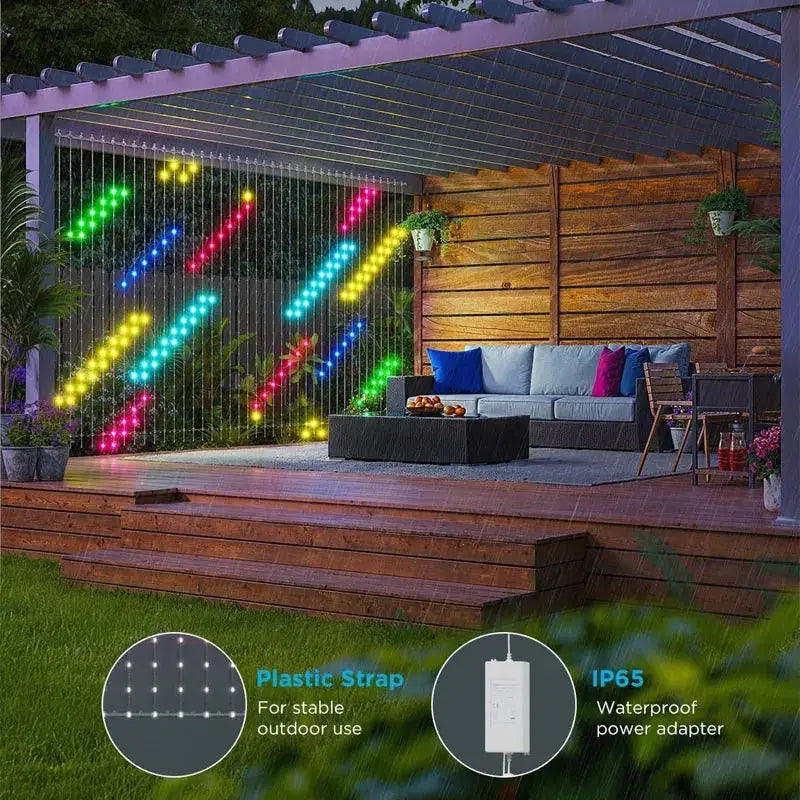 Christmas Light Smart LED Curtain Lights App Control Music Sync DIY Pattern IP67 Waterproof for Indoor Outdoor Party Decor from PriceLows™