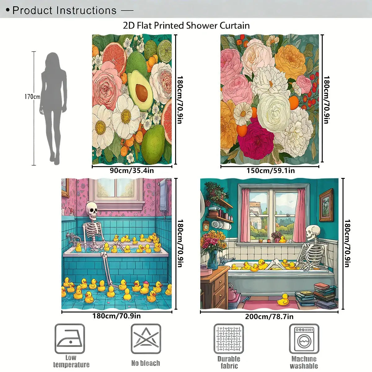 Vibrant & Fun Themed Polyester Shower Curtain - Stylish Bath Decor, Creative Bathroom Polyester For Home & Hotel from PriceLows™