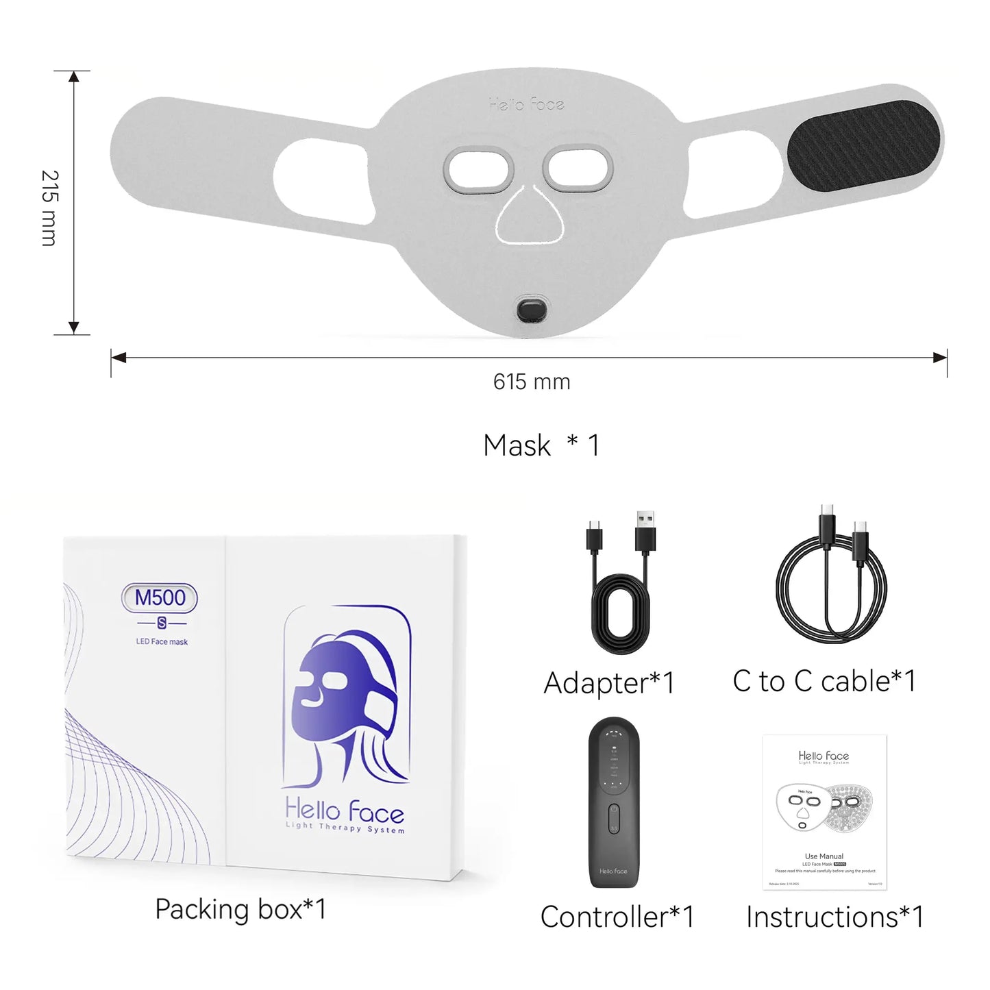 Red Light Therapy Photon Mask Hello Face M500S LED 630nm 850nm Near-Infrared Light Therapy Facial Mask Professional Beauty Care from PriceLows™