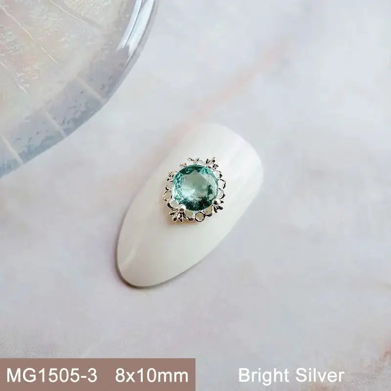 10pcs Pink Black Blue Oval Drop Round Zircon Bright Silver Nails Jewelry Decorations Nail Art Accessories Charms Parts Supplies from PriceLows™
