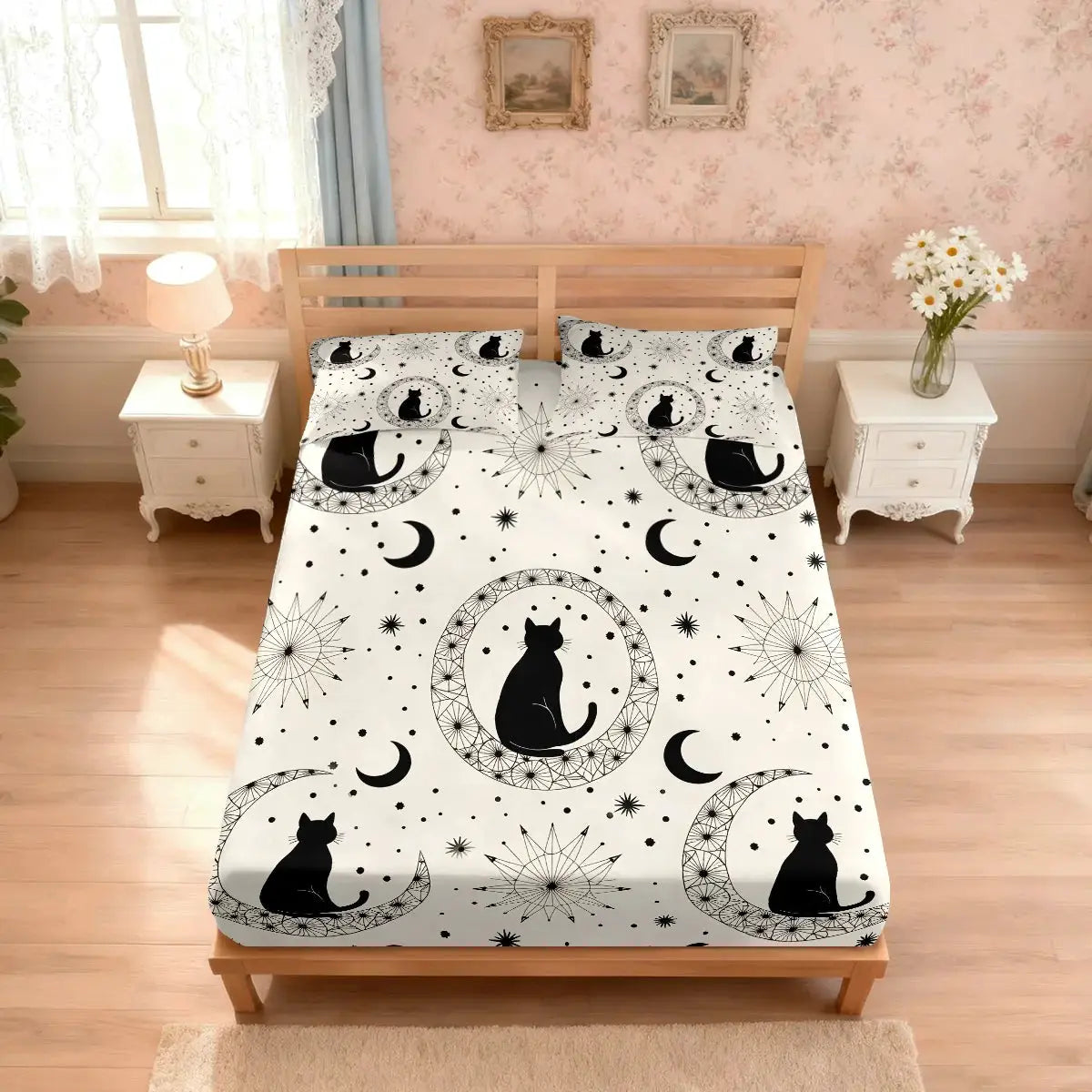 3pcs Cartoon Cute Cat Printed Chipless Bed Sheet Set Multi Size Soft Bed Cover Bedroom Bedding Decoration from PriceLows™