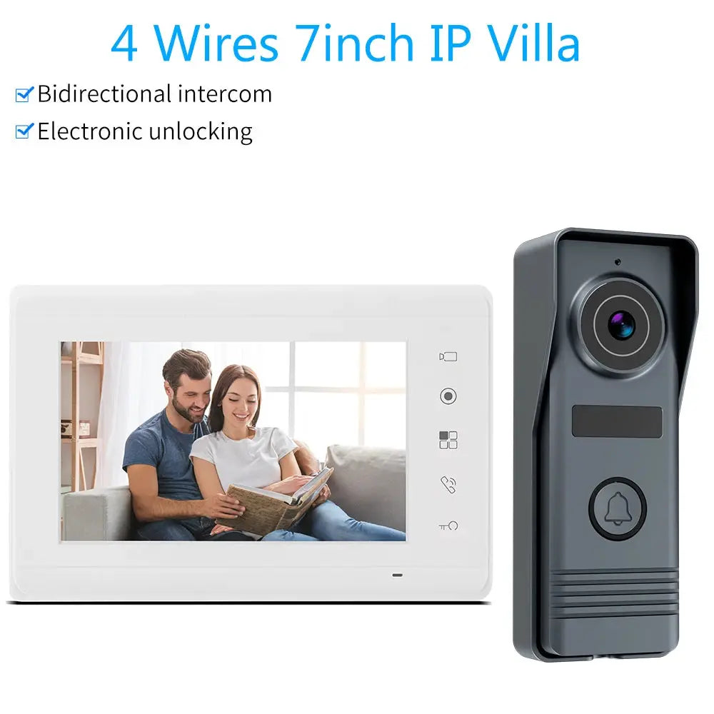 Video Intercom Monitor | 7 Inch Color Display | Wired Doorphone | Indoor Kit