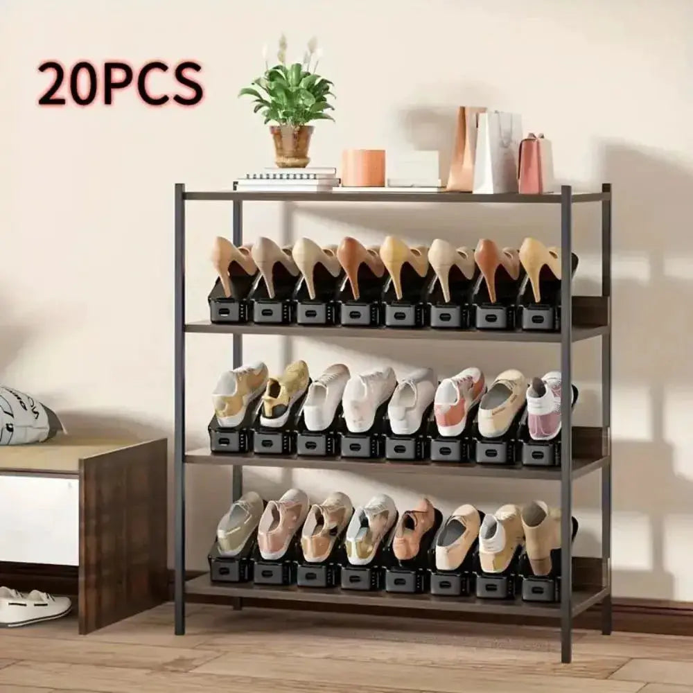 20pcs Shoe Slots Organizer, Thickened Double Storage Layer Closet Organization Stacker Easy No Assembly Required Rack Space Save from PriceLows™