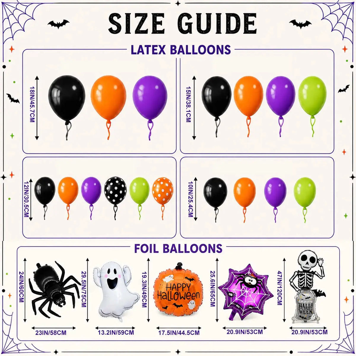 Halloween Balloon Arch Kit | 108 Piece Set | Foil And Latex | Spooky Colors