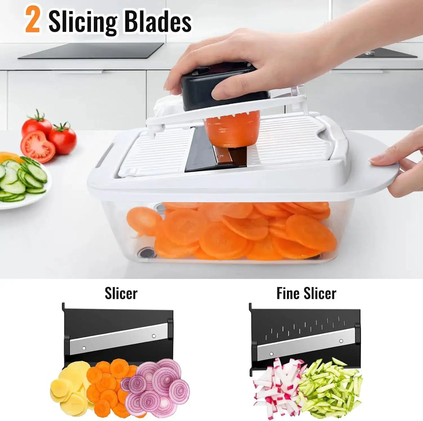 Vegetable Chopper | 8 Blade | All In One | Container Included