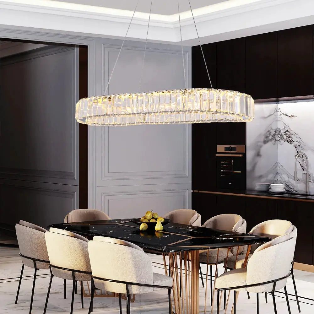 VETRULUS Modern Luxury Crystal Oval Design Led Chandelier Ceiling Lamp Nordic Pendant Hanging Light Fixture Living Bedroom Hotel from PriceLows™