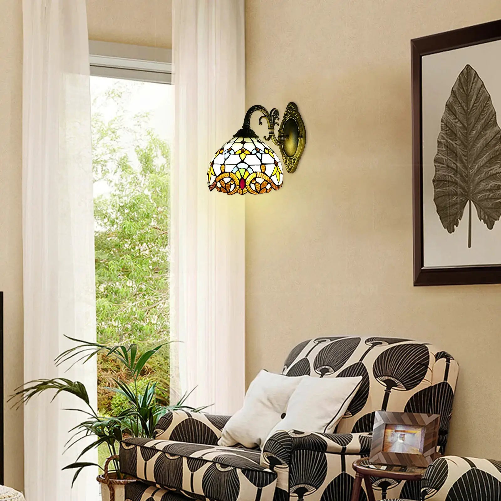 Tiffany Wall Lamp Wall Light Indoor Vintage Wall Lamp Vintage Lamp Retro Handmade Dome Lamp for Living Room Staircase Bedroom from PriceLows™
