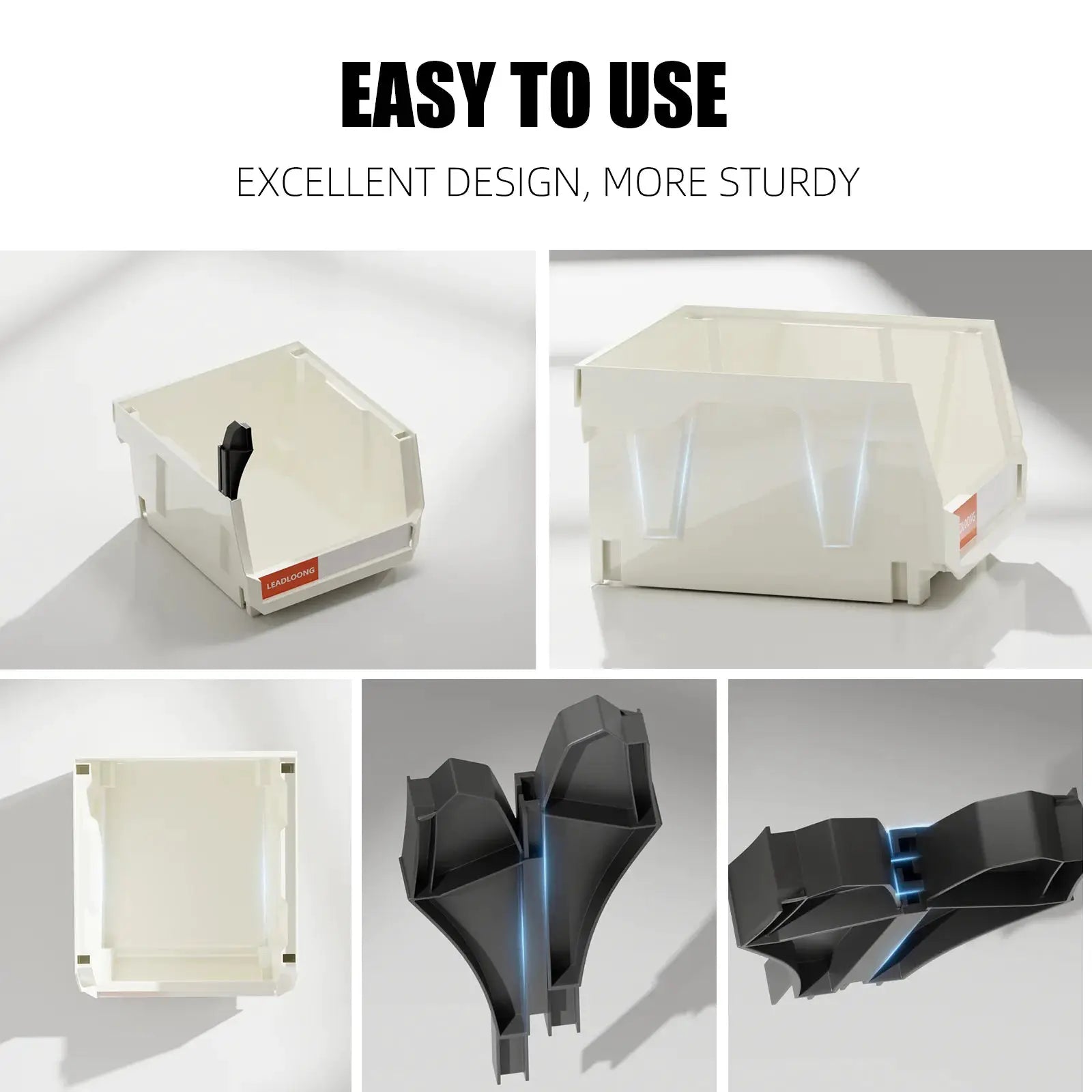 LEADLOONG White Parts Bin 6/24pcs 13.5x10.5x7.6cm/5x4*3inch Stackable Plastic Garage Tool Storage Box Container Organizer Bin from PriceLows™