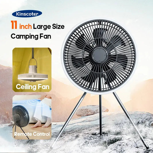 Outdoor Camping Fan | 10000mAh Battery | LED Lighting | 11 Inch from PriceLows™