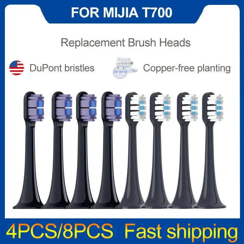 4/8PCS Replacement Brush Heads For XIAOMI MIJIA T700 Sonic Electric Toothbrush Dupont Bristle with Caps Sealed Pack from PriceLows™